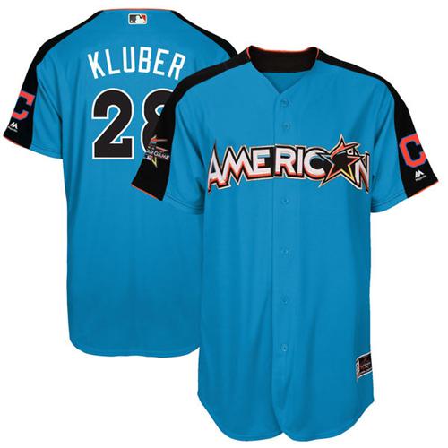Indians #28 Corey Kluber Blue All-Star American League Stitched MLB Jersey